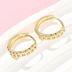 中空の四角い真鍮のフープピアス  ラックめっき  鉛フリー＆カドミウムフリー  長持ちメッキ  18KGP本金メッキ  16x3mm&nbsp;EJEW-Z102-22G