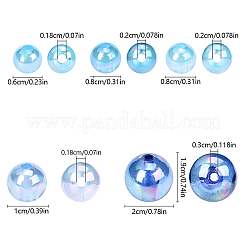 100g5スタイルの透明アクリルビーズ  ABカラーメッキ  ラウンド  ブルー  6~20x6~19mm  穴：1.8~3mm  20g /スタイル&nbsp;MACR-YW0003-41