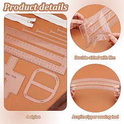 カスタムアクリルテンプレート定規  箱型バッグツール  縫製用具  長方形  透明  280x100x2.5mm  1 PC&nbsp;DIY-PH0023-94