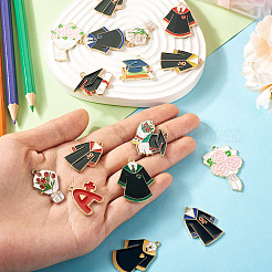 16Pcs 16 Styles Graduation Season Theme Alloy Enamel Pendants&nbsp;ENAM-TA0002-70