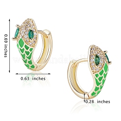 Cubic Zirconia Snake Hoop Earrings with Enamel&nbsp;EJEW-SZ0001-87B