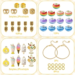 DIY Ice Cream Alloy Enamel & Rondelle Resin European Style Bracelet Making Kits&nbsp;DIY-FS0007-25