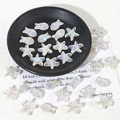 200個 2スタイル電気メッキ透明アクリルビーズ  魚とヒトデ  ABカラー  透明  8.5~15x15.5~16.5x5.5~8.5mm  穴：1.8mm  100個/スタイル&nbsp;MACR-SP0002-29
