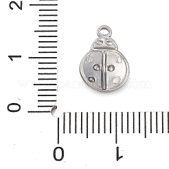 304ステンレススチールチャーム  てんとう虫  ステンレス鋼色  12.5x8.5x2.5mm  穴：1.2mm&nbsp;STAS-G354-01A-P