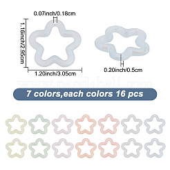透明で光るアクリルパーツ112個（7色）  グリッターパウダー付き  スター  ミックスカラー  29.5x30.5x5mm  穴：1.8mm  16個/カラー&nbsp;TACR-PH0001-55
