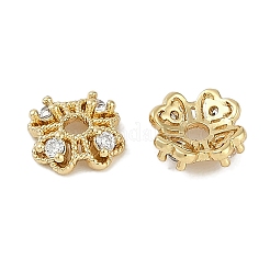 Brass Micro Pave Clear Cubic Zirconia Bead Caps&nbsp;KK-I719-06G