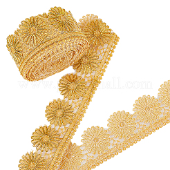 約4.75~5ヤードのポリエステルレーストリム  刺繡古代漢服レースリボン  花  きいろ  1-1/8~2インチ（28~50mm）&nbsp;OCOR-PH0001-96B