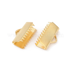 304ステンレススチールリボンカシメエンドパーツ  長方形  18KGP本金メッキ  10x15mm  穴：4x2mm&nbsp;STAS-E471-05L-G