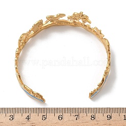 304ステンレススチール製エナメルカフバングル（女性用）  ココナッツの木と人魚  ABSの模造パールと  カドミウムフリー＆ニッケルフリー＆鉛フリー  イオンプレーティング（ip）  18KGP本金メッキ  内径：2-1/4x2インチ（5.8x5.2cm）&nbsp;BJEW-A053-01G