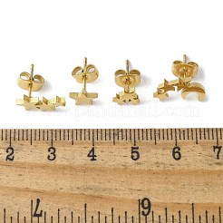 304ステンレススチールピアスセット  スター＆ムーン  ゴールドカラー  6~12.5x6.5~8mm&nbsp;EJEW-S248-05A-G