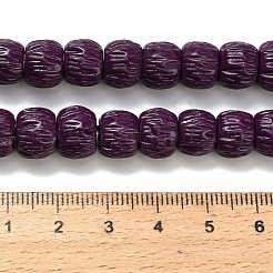 合成サンゴ染め彫刻ビーズ  ロンデル  パープル  9.5~10x7mm  穴：0.7mm&nbsp;BSHE-H114-01C