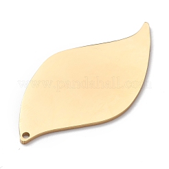 304ステンレスペンダント  空白タグのスタンプ  葉  ゴールドカラー  40x20.5x1mm  穴：1.2mm&nbsp;STAS-Y006-10G