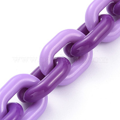 手作りアクリルアズキチェーン  パープル  リンク：19x14x4mm  39.37インチ（1m）/連&nbsp;AJEW-JB00641-01