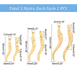 6Pcs 3 Style 304 Stainless Steel Pendants&nbsp;STAS-UN0040-48