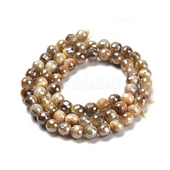 Electroplated Natural Tiger Eye Round Beads Strands&nbsp;G-L598-A04-01