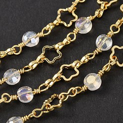 ラックメッキ真鍮ガラスリンクチェーン  長持ちメッキ  溶接されていない  スター  18KGP本金メッキ  6~13x4.5~6x1~3.5mm&nbsp;CHC-P012-07G