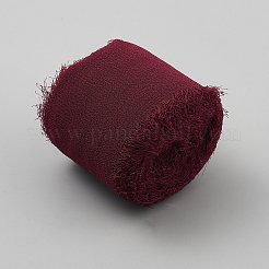 ほつれたポリエステルリボン  未処理ワイヤーリボン  服飾材料  ギフト包装用  暗赤色  1-1/2インチ（38mm）  約7.00ヤード（6.4m）/ロール&nbsp;OCOR-TAC0023-19A