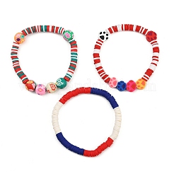 3Pcs 3 Colors Handmade Polymer Clay Heishi Beaded Stretch Bracelets for Women&nbsp;BJEW-JB12048