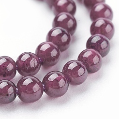 天然石ビーズ連売り  天然ガーネット  ラウンド  暗赤色  3mm  穴：0.5mm  約65個/連  7.5インチ&nbsp;G-G099-3mm-36