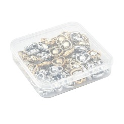 52色UVメッキアクリルチャーム2個  アクリルラインストーン付き  ハート  プラチナ＆ライトゴールド  14x13x5mm  穴：1.8mm  26個/カラー&nbsp;PACR-FS0001-11