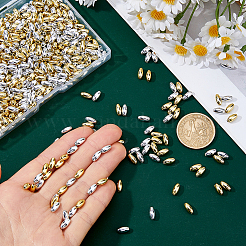 1600個2色メッキ環境に優しいプラスチックビーズ  オーバル  ミックスカラー  8x4mm  穴：1mm  800個/カラー&nbsp;KY-DC0001-58