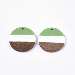 Tri-color Resin & Walnut Wood Pendants&nbsp;X-RESI-S358-78P
