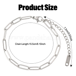 10Pcs 2 Colors 304 Stainless Steel Paperclip Chain Bracelets&nbsp;BJEW-YW00013-01