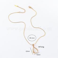 ヨーロッパ風ステンレススチールパヴェイミテーションパールティアドロップペンダントネックレス（女性用）3個  ホワイト  ゴールドカラー  15.75インチ（40cm）&nbsp;FR3080
