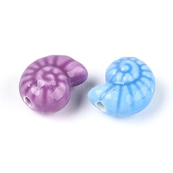 釉薬をかけた磁器ビーズ  光沢のあるセラミックビーズ  巻き貝  パールカラーの  ミックスカラー  14.5~15x12~12.5x9~9.5mm  穴：1.8~2mm&nbsp;PORC-I028-02A-01