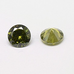 キュービックジルコニアカボション  グレードA  多面カット  ダイヤモンド  オリーブ  6x4mm&nbsp;ZIRC-M002-6mm-006