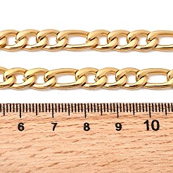 7mm 304ステンレススチール製フィガロチェーンネックレス（女性・男性用）  PVD真空メッキ  22KGP本金メッキ  19.69インチ（50cm）&nbsp;NJEW-B134-04A-G