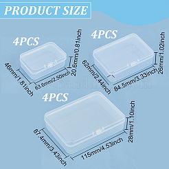 12Pcs 3 Styles Transparent Plastic Storage Boxes&nbsp;CON-BC0007-35