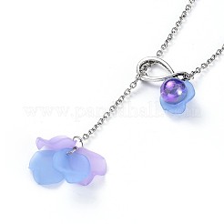 Petal Acrylic Lariat Necklaces&nbsp;NJEW-JN02419-06