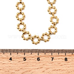 304ステンレススチール製フラワーリンクチェーンネックレス（女性用）  イオンプレーティング（ip）  18KGP本金メッキ  16.06インチ（40.8cm）&nbsp;NJEW-Z091-06G