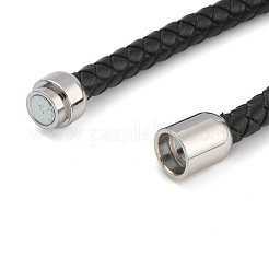 黒編み革紐ブレスレットの作り方  304ステンレススチールのマグネット留め具とラックメッキ真鍮コードエンド付き  ステンレス鋼色  6-1/8インチ（15.5cm）&nbsp;MAK-F037-01P