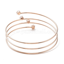 Ion Plating(IP) 304 Stainless Steel Triple Loops Wire Wrap Bangle&nbsp;BJEW-K227-02RG