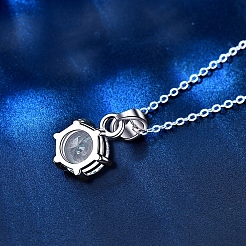 Anti-Tarnish Rhodium Plated 925 Sterling Silver Pave Crystal Moissanite Rhinestone Hexagon Charms&nbsp;STER-U003-02P