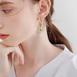 キュービックジルコニア ホースアイ ダングル フープ ピアス  女性のための真鍮のアクセサリー  ゴールドカラー  17.8mm&nbsp;JE925A