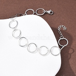 304 Stainless Steel Ring Link Chain Bracelets&nbsp;BJEW-P373-02D-P
