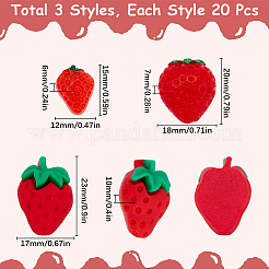 60Pcs 3 Styles Strawberry Resin Decoden Cabochons&nbsp;RESI-SC0005-69