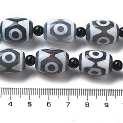 チベット風ジービーズ連売り  天然瑪瑙（染色・加熱）ビーズ  ライス  スチールブルー  片目  3mm  穴：18x13mm  約1.5個/連  15（13.78''センチメートル）&nbsp;G-NH0037-C08-02
