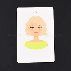 紙のピアスディスプレイカード  イヤリングホルダーカード  女の子の模様と長方形  薄緑  9x6x0.03cm  穴：5mmと1mm&nbsp;DIY-B061-05D