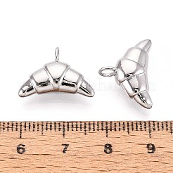 真鍮チャーム  クロワッサン  プラチナメッキ  12.5x18x5.5mm  穴：2.7mm&nbsp;KK-T071-36P