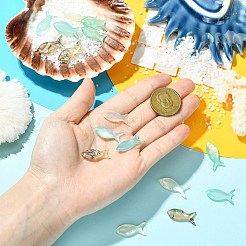 天然シェルペンダント16個4色  エナメル  魚のチャーム  ミックスカラー  24.5x11x3~3.5mm  穴：1mm  4個/カラー&nbsp;SHEL-CJ0001-40