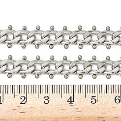 304ステンレススチールボールタッセルキューバンリンクチェーンネックレス  変色しない  ステンレス鋼色  14.76インチ（37.5cm）&nbsp;NJEW-K249-22P
