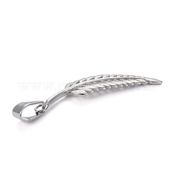 変色しない304ステンレススチールペンダント  羽  ステンレス鋼色  46~47x11.5~12x2mm  穴：10x4mm&nbsp;X-STAS-H110-20P