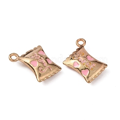 合金エナメルチャーム  ライトゴールド  甘い言葉とハートのキャンディー  ピンク  19x16x4mm  穴：1.8mm&nbsp;FIND-CJC0015-001D