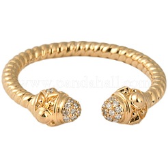 925 Sterling Silver Micro Pave Clear Cubic Zirconia Round Bead Cuff Rings&nbsp;FS-WG34307-01
