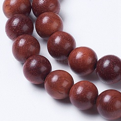 天然ウッドビーズ連売り  ラウンド  暗赤色  6mm  穴：1mm  約63個/連  15.7インチ（40cm）&nbsp;WOOD-J001-04-6mm