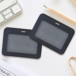 PVCプラスチックIDネームカードホルダー  長方形  ブラック  77x103x4mm  穴：13x3.5mm&nbsp;AJEW-WH20006-351B-01